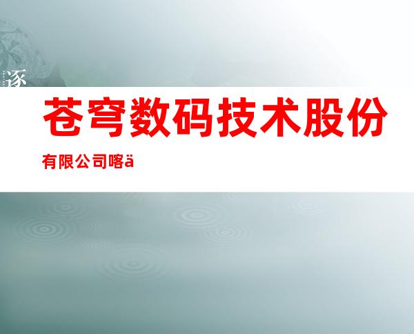 苍穹数码技术股份有限公司喀什分公司
